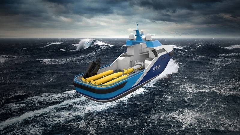 AUVs onboard the USV. Image courtesy USEA
