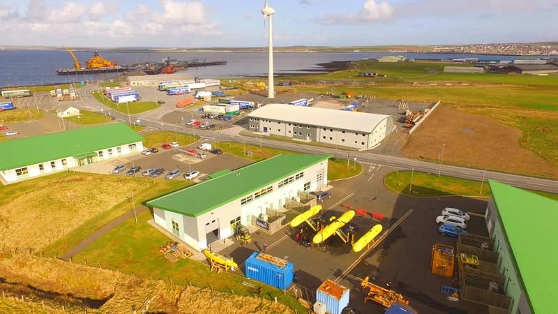 PLAT-O #1 awaiting deployment at SME’s Orkney operations base and office in Warness Park, Hatston, a Highlands and Islands Enterprise development in support of the Scottish Marine Energy industry. (Photo: SCHOTTEL HYDRO)