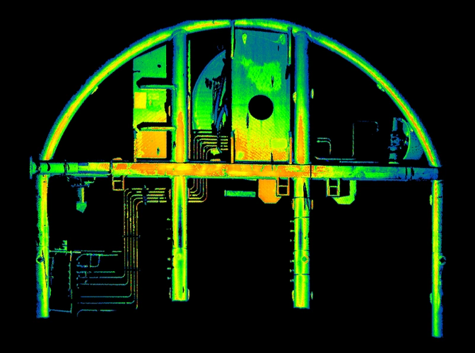 3D point cloud model of an ROV cage from the structure inspection demonstration (Image courtesy of 2G Robotics)