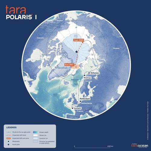 A map of the Tara Polaris I expedition. © Fondation Tara Ocean