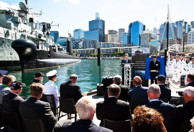 President of the Submarine Institute Australia, Peter Horobin addresses guests and media. (Photo: Jesse Rhynard)