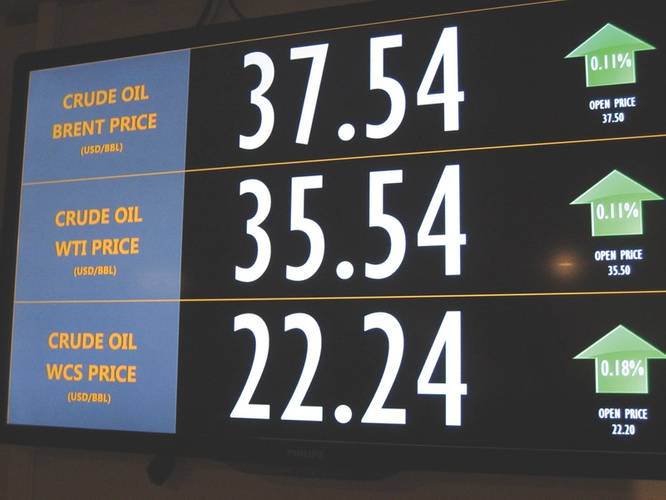 Live oil prices at Rystad’s Oslo head office (Photo: William Stoichevski)