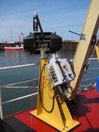 The rapidCAST system on board the CCGS Frederick G. Creed.The rapidCAST system on a small survey launch. (Photo: Teledyne Oceanscience)