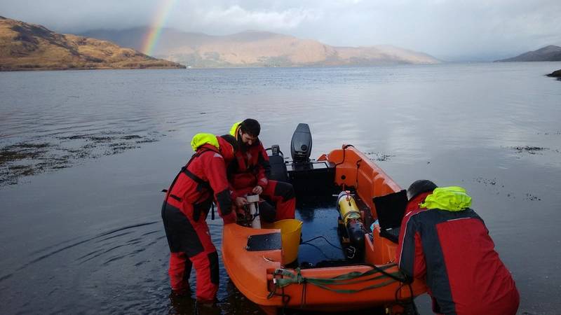 A Remus AUV being deployed in the Corran Narrows. Photo from MarynSol.