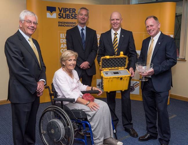 L-R: Richard Case, The Clerk to the Lieutenancy; Her Majesty’s Lord-Lieutenant of Somerset, Annie Maw; Mike Jackson, CEO of North Somerset Council; Neil Douglas and Max Nodder of Viper Subsea. (Photo: Viper Subsea)