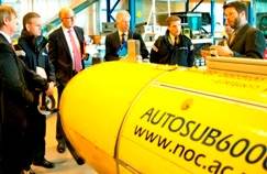 From left to right:  Geraint West (NOC Director of National Marine Facilities), Commodore Guy Robinson RN (ACOS), Prof Ian Wright (NOC Director of Science and Technology), Nick Hammond, Captain David Pollock RN (DACOS), Gary Wheeler (NOC Head of Enterprise Office) and Dr Maaten Furlong (NOC Head of Marine Autonomous Robotic Systems) during this week’s Royal Navy visit to the NOC.