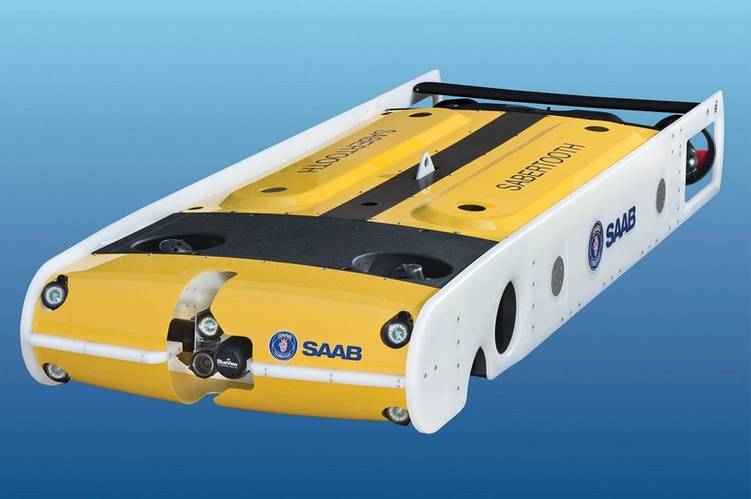 The Sabertooth double-hull can roam free for up to 40 miles, is depth-rated to 3,000 meters and has 360-degree orientation.