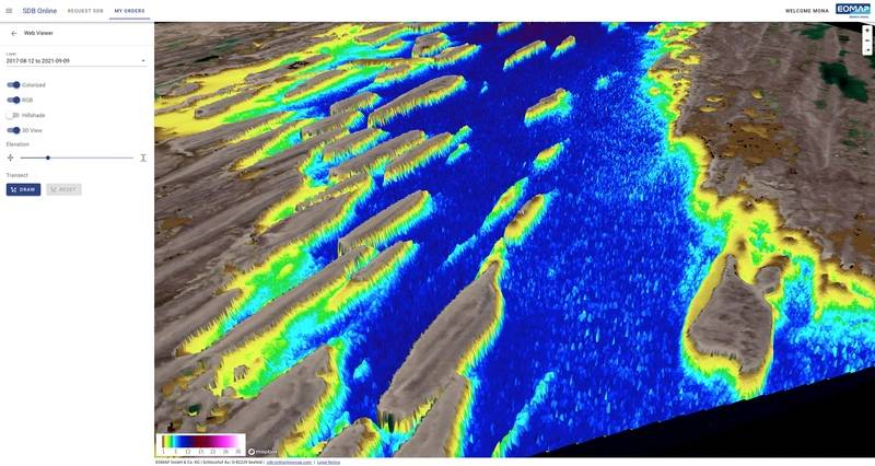 Screen1: 3D visualization by SDB-Online of coastal area in northern Canada - © EOMAP