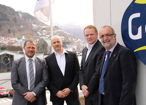 From left: Sebastian Rasmussen (Logistics & Projects Manager), Henrik P. Lassen (VP Operations) and Jan Almqvist (MD) of POLOG with Ahmet Özsoy, Managing Director of GAC Norway