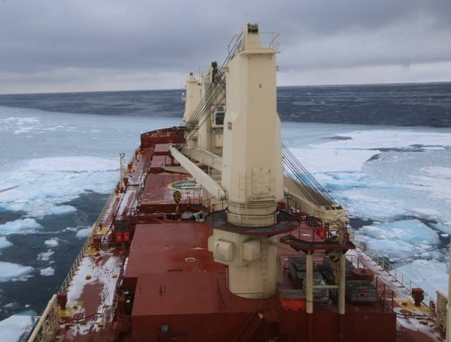 A shipping vessel navigates Canada’s Arctic waters. The MEOPAR network and Irving Shipbuilding announced $1.8 million in funding to support nine ocean research initiatives, including three projects to ensure safer, more culturally sensitive shipping and improved emergency response abilities in Canada’s Arctic. (Photo: Irving Shipbuilding)