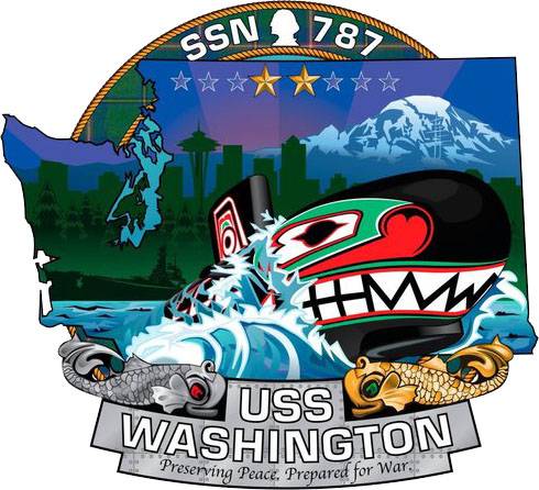 The ship's crest of the Virginia-class attack submarine USS Washington (SSN 787). (U.S. Navy graphic)