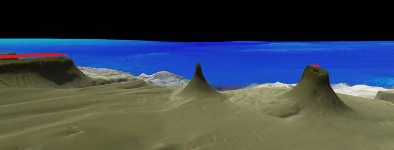 Side mapping profile of new 500 m detached reef. Credit: Schmidt Ocean Institute