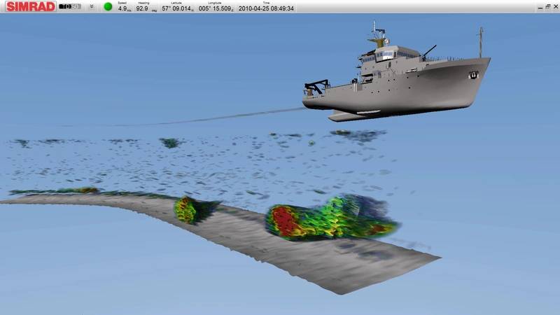 Simrad TD50 visualization showing schooling Sand Eel in the North Sea (Image: Kongsberg Maritime)