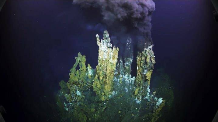 One of the smokers in the hydrothermal vent field at Niua South, Lau Basin (Credit: SOI)