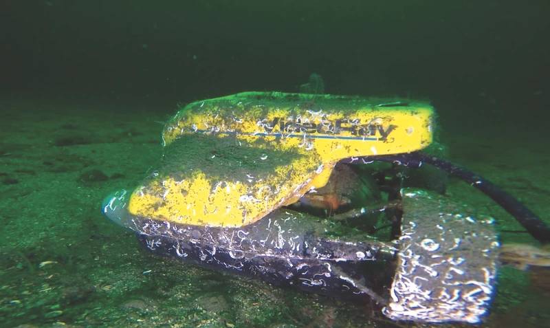 Stinger’s resident ROV accumulated a significant amount of biofouling during its 19-month deployment. However, the Pro 4 ROV has continued to operate in working condition and did not need to surface for any maintenance reasons. (Photo Credit: Bjarte Langeland/Stinger)