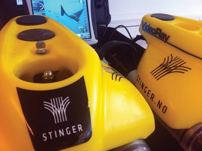 Two of Stinger’s VideoRay Pro 4 ROVs.  (Photo Credit: Bjarte Langeland / Stinger)