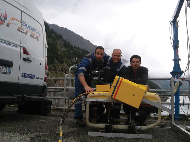 Subsea Fenix team with their ‘Grasshopper’ - the Falcon with the retractable system lowered.