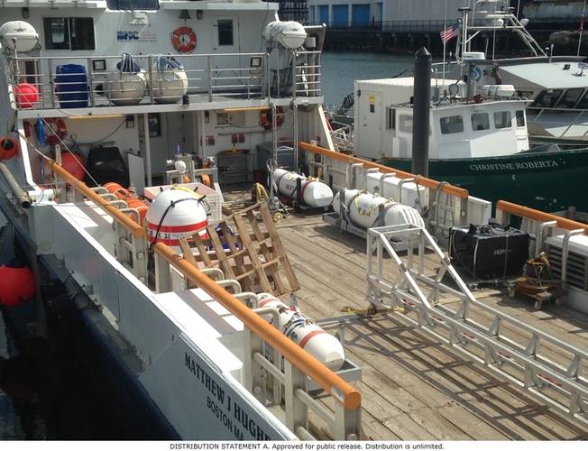 Navy mine test targets being readied for Knifefish at-sea mine-hunting evaluation. (Photo: General Dynamics Mission Systems)