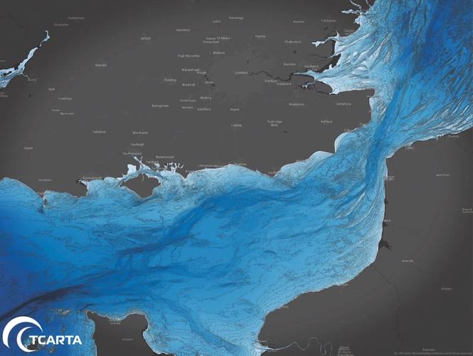 TCarta’s 30m GIS Package in northern Europe, along the English Channel. (Credit: Aaron Sager)