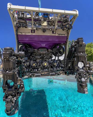TechnipFMC’s new Gemini ROV is already working in the US Gulf of Mexico for Shell. It comes with new manipulator interfaces and an onboard tool carousel. Images from TechnipFMC.  