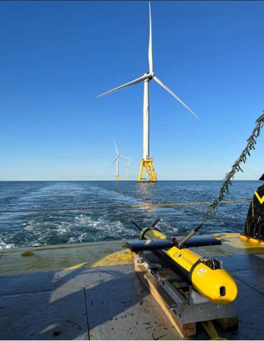 Thayer Mahan owned KATFISH deployed on Offshore Wind Farm survey.  Image courtesy Kraken Robotics