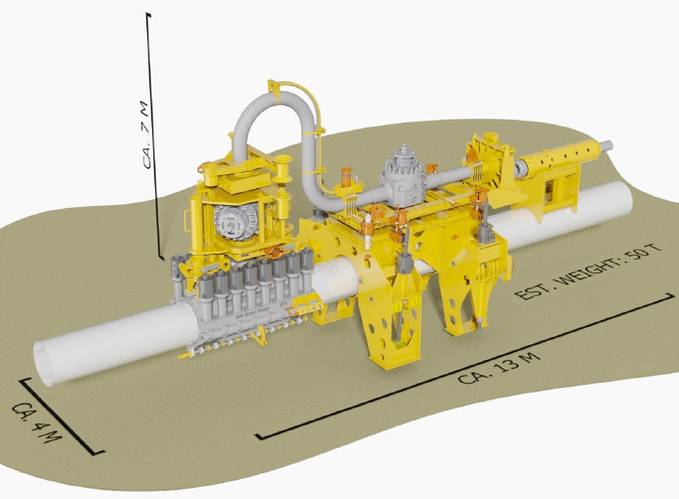 Three-dimensional model of the gooseneck spool and retrofit hot-tap tee (IKM Ocean Design).
