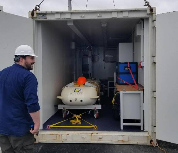 ThunderFish Alpha being delivered to Kraken's facility in Conception Bay South, Newfoundland (Photo: Kraken)