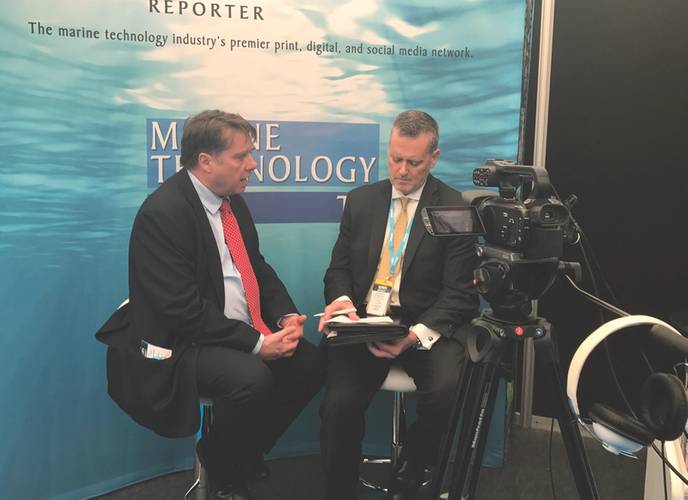 MTR's Greg Trauthwein was able to sit down with Professor Ed Hill, NOC Executive Director, At the National Oceanography Center in Southampton, U.K. for Ocean Business 2017. (Photo: NOC)