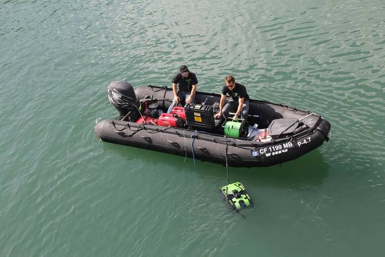 Sea trials of the SeaBotix vLBV System on an inflatable boat of similar size to those used in the exercise.