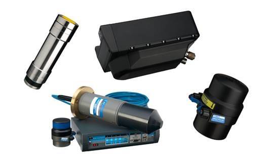 Tritech Suite of Sensors, clock wise from left: PA200 altimeter, Gemini 720i Multibeam Imaging Sonar, Micron Sonar and MicronNav USBL.
