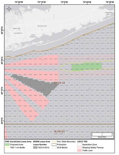 Map of the unsolicited offshore New York bid. (Source: BOEM)