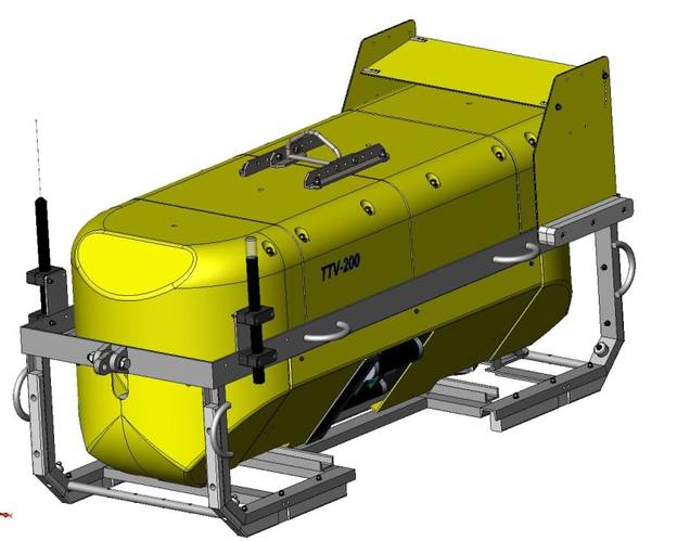 The tow vehicle is co-developed by Teledyne  Benthos and RESON.