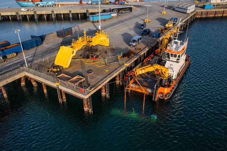 Verlume’s in-field resident AUV charging and communication station has been deployed as part of the Renewables for Subsea Power project in Scotland. Source: Verlume.