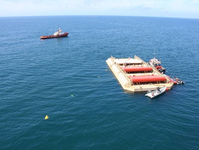 WaveRoller wave energy converter deployment day. (Photo: AW-Energy)