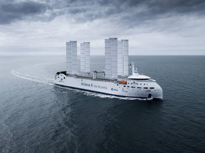 Wind-assist will likely take load off the propeller. Photo credits: © Jifmar Group Library / Tom Van Oossanen and AYRO.
