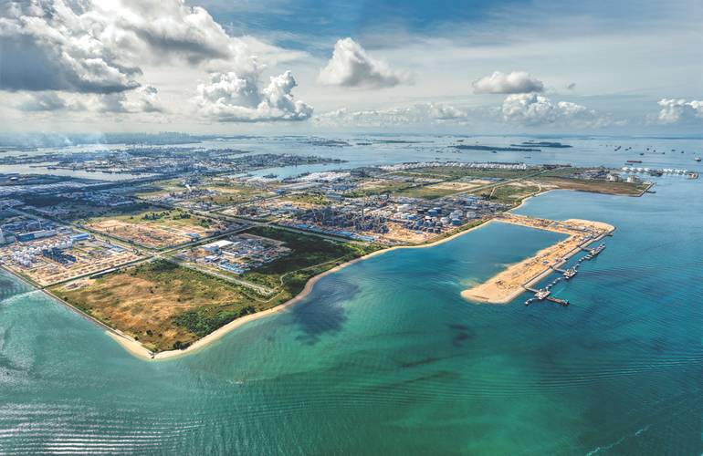 30 years of Dredging Triples land Surface   1984 - 2012 Singapore / Jurong & Tuas  By the 1980s, after a decade of rapid industrialization, property on Singapore’s mainland was scarce. A solution was found in the Jurong Island reclamation and Tuas extension projects. For 30 years since 1984, dredgers developed new land there. A plan to unite the 7 islets off Singapore’s southwestern coast to form one island was implemented in stages. Started in 1995, Jurong Island was officially opened in autumn