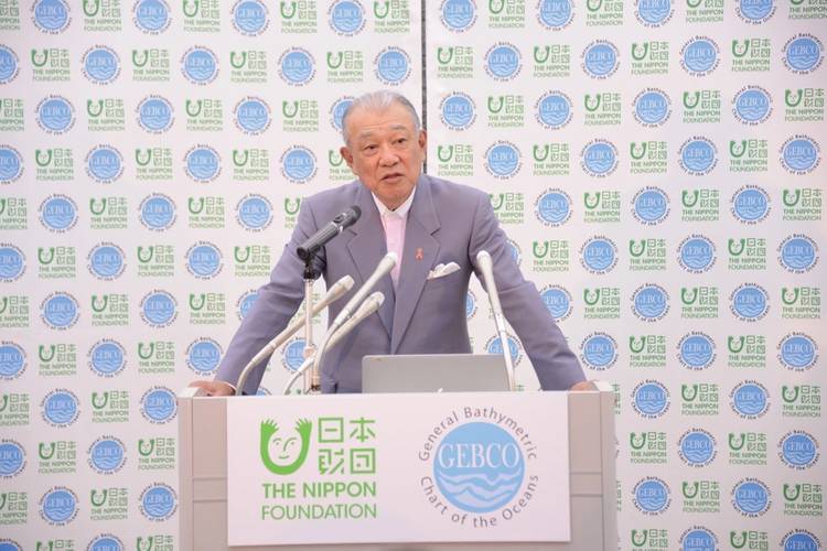 Yohei Sasakawa launches the operational phase of The Nippon Foundation – GEBCO Seabed 2030 project in Tokyo in February 2018. Photo: GEBCO Seabed 2030