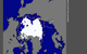 Arctic sea ice extent for August 14, 2016 was 5.61 million square kilometers. The orange line shows the 1981 to 2010 median extent for that day. The black cross indicates the geographic North Pole. Sea Ice Index data. (Credit: NSIDC)