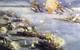 Battle of Manila Bay, May 1, 1898, with Manila Philippines, in the top center, and the Spanish fleet in the upper right. Ships listed descending on the left to bottom: cutter USRC Cutter McCulloch; gunboats USS Petrel and USS Concord; protected cruisers USS Boston, USS Raleigh, USS Baltimore, and USS Olympia flagship, signaling "Remember the Maine." (Credit: Library of Congress)
