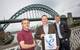 (L-R) RED Engineering’s Richard Kent, Joe Orrell and Toby Bailey on Newcastle’s Swing Bridge celebrating their success in winning a Queen’s Award for Enterprise (Photo: RED Engineering)