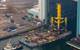 The HelWin1 offshore platform is installed on a supporting substructure. This substructure alone weighs 1,000 tons. It left the shipyard in June and was anchored in the North Sea, which is 23 meters deep at this location, using ten steel piles.