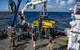 ROV Hercules launches off of the E/V Nautilus to search for meteorite fragments in Olympic Coast National Marine Sanctuary. (Photo: Susan Poulton/OET)