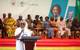The Honourable Emelia Arthur, Minister of Fisheries and Aquaculture, speaks at an event to launch Ghana's first marine protected area. Image credit: Hen Mpoano