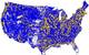 The new National Water Model will provide river forecast guidance at 2.7 million locations (in blue), complementing the 4,000 locations (in yellow) where National Weather Service river forecasts are currently issued. (Credit: NOAA)