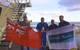 Re-flagging of the vessel from the Danish Marine Agency to the UK Marine Coastguard Agency. L-R: 2nd Officer, Maersk; Captain Flemming Bang, Maersk; Captain Richard Kearns, Master CS Recorder, Global Marine; and Rob Twell, Marine Manager for Global Marine (Photo: Global Marine Systems Limited)