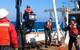 A crew retrieves a sediment core drilled from the seafloor. A new study provides the first comprehensive analysis of ocean-based sediment records to demonstrate that the Atlantic Ocean's overturning circulation began to weaken near the end of the Little Ice Age, a centuries-long cold period that lasted until about 1850. (Photo by Ian Hall, Cardiff University)
