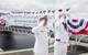 Sailors render a salute during the commissioning ceremony for the Virginia Class Submarine USS Washington (SSN 787) at Naval Station Norfolk. (U.S. Navy photo by Class Joshua M. Tolbert)