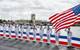 Sailors bow their heads in prayer during the commissioning ceremony for the Virginia-class attack submarine USS Washington (SSN 787) at Naval Station Norfolk. (U.S. Navy photo by Patrick T. Bauer)
