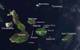 A satellite image of the Galapagos Islands in 2002. Almost all of the Galapagos Penguins live along the western coasts of Isabela and Fernandina and two–thirds of the birds reside along the southwestern bulge of Isabela. (Image: NASA)