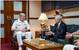 Secretary of the Navy Ray Mabus meets with Vice Adm. John Miller, commander of U.S. Naval Forces Central Command, at Naval Support Activity in Manama, Bahrain. (U.S. Navy photo by Sam Shavers)